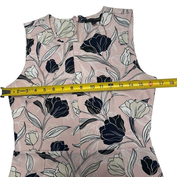 Banana Republic Light Pink Black White Floral Sleeveless Sheath Dress knee - Picture 8 of 9